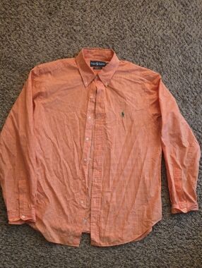 Ralph Lauren Orange Gingham Button-Down Shirt